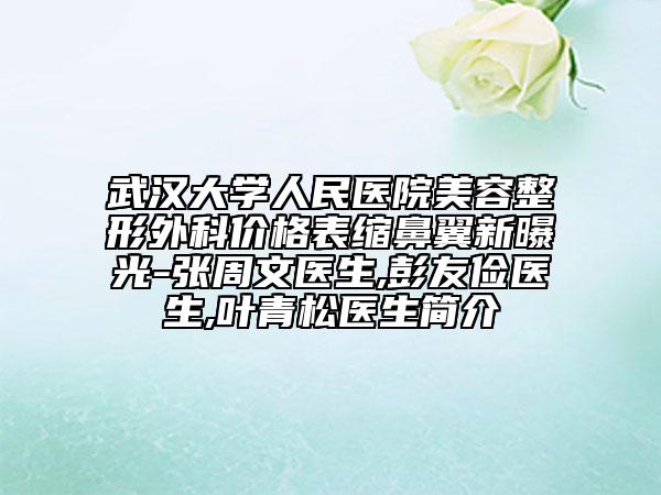 武漢大學(xué)人民醫(yī)院美容整形外科價格表縮鼻翼新曝光-張周文醫(yī)生,彭友儉醫(yī)生,葉青松醫(yī)生簡介