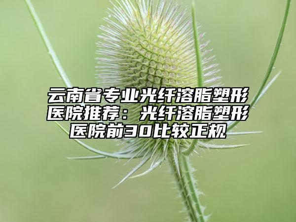 云南省專業(yè)光纖溶脂塑形醫(yī)院推薦：光纖溶脂塑形醫(yī)院前30比較正規(guī)