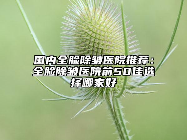 國(guó)內(nèi)全臉除皺醫(yī)院推薦：全臉除皺醫(yī)院前50佳選擇哪家好
