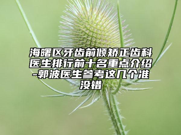 海曙區(qū)牙齒前傾矯正齒科醫(yī)生排行前十名重點介紹-郭波醫(yī)生參考這幾個準沒錯