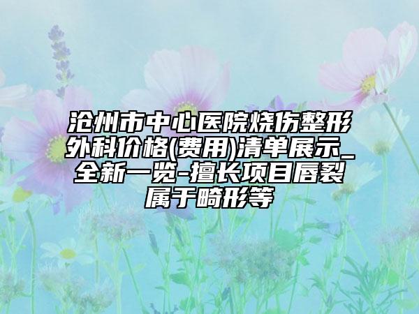 滄州市中心醫(yī)院燒傷整形外科價格(費用)清單展示_全新一覽-擅長項目唇裂屬于畸形等