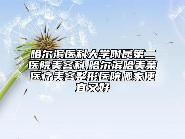 哈爾濱醫(yī)科大學附屬第二醫(yī)院美容科,哈爾濱哈美萊醫(yī)療美容整形醫(yī)院哪家便宜又好