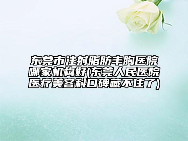 東莞市注射脂肪豐胸醫(yī)院哪家機(jī)構(gòu)好(東莞人民醫(yī)院醫(yī)療美容科口碑藏不住了)
