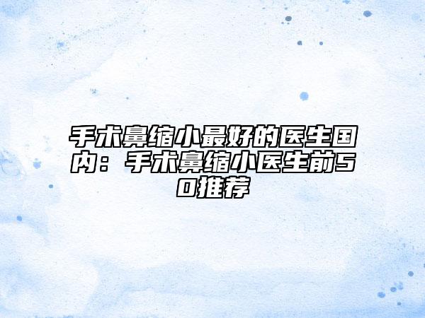 手術(shù)鼻縮小最好的醫(yī)生國內(nèi)：手術(shù)鼻縮小醫(yī)生前50推薦