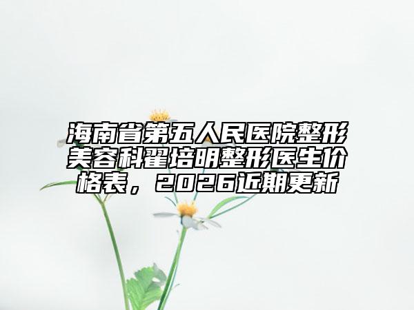 海南省第五人民醫(yī)院整形美容科翟培明整形醫(yī)生價(jià)格表，2026近期更新