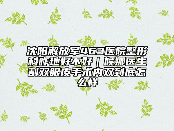 沈陽解放軍463醫(yī)院整形科咋地好不好|候娜醫(yī)生割雙眼皮手術(shù)內(nèi)雙到底怎么樣