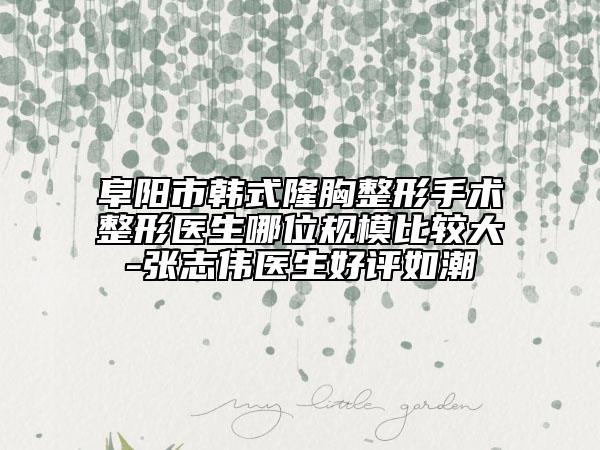 阜陽(yáng)市韓式隆胸整形手術(shù)整形醫(yī)生哪位規(guī)模比較大-張志偉醫(yī)生好評(píng)如潮