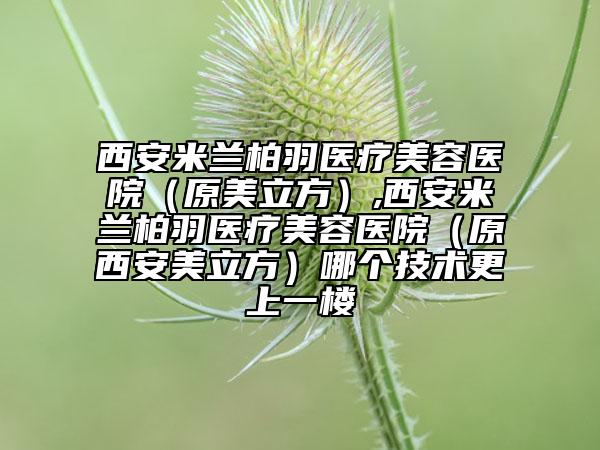 西安米蘭柏羽醫(yī)療美容醫(yī)院（原美立方）,西安米蘭柏羽醫(yī)療美容醫(yī)院（原西安美立方）哪個(gè)技術(shù)更上一樓