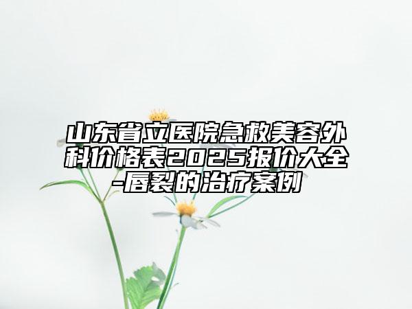 山東省立醫(yī)院急救美容外科價(jià)格表2025報(bào)價(jià)大全-唇裂的治療案例