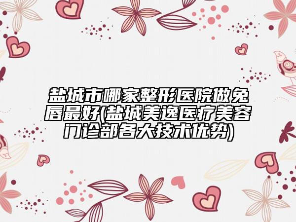 鹽城市哪家整形醫(yī)院做兔唇最好(鹽城美逸醫(yī)療美容門診部各大技術(shù)優(yōu)勢)