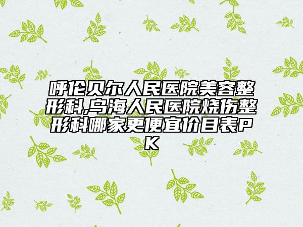 呼倫貝爾人民醫(yī)院美容整形科,烏海人民醫(yī)院燒傷整形科哪家更便宜價目表PK