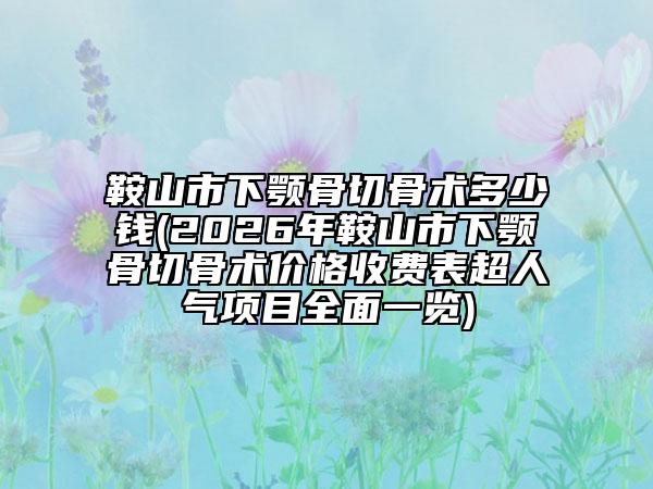 鞍山市下顎骨切骨術(shù)多少錢(2026年鞍山市下顎骨切骨術(shù)價格收費表超人氣項目全面一覽)