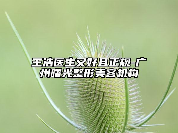 王浩醫(yī)生又好且正規(guī)-廣州曙光整形美容機(jī)構(gòu)