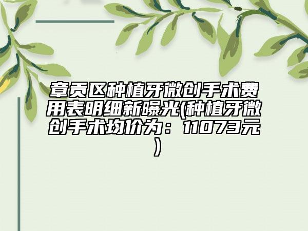 章貢區(qū)種植牙微創(chuàng)手術(shù)費(fèi)用表明細(xì)新曝光(種植牙微創(chuàng)手術(shù)均價(jià)為：11073元）