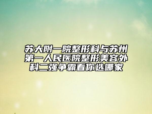 蘇大附一院整形科與蘇州第一人民醫(yī)院整形美容外科二強(qiáng)爭(zhēng)霸看你選哪家