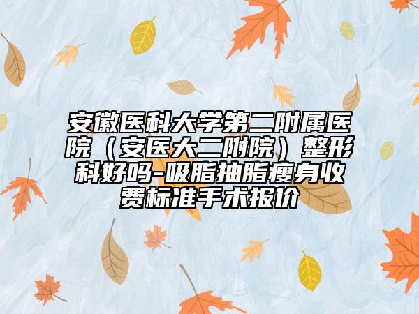 安徽醫(yī)科大學(xué)第二附屬醫(yī)院（安醫(yī)大二附院）整形科好嗎-吸脂抽脂瘦身收費(fèi)標(biāo)準(zhǔn)手術(shù)報價