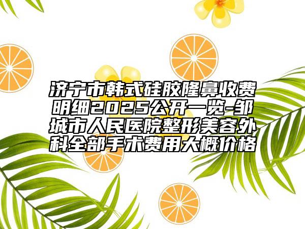 濟(jì)寧市韓式硅膠隆鼻收費(fèi)明細(xì)2025公開(kāi)一覽-鄒城市人民醫(yī)院整形美容外科全部手術(shù)費(fèi)用大概價(jià)格