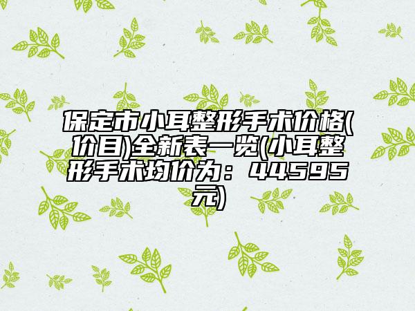 保定市小耳整形手術(shù)價(jià)格(價(jià)目)全新表一覽(小耳整形手術(shù)均價(jià)為:44595元)