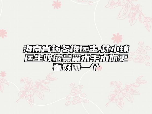 海南省楊冬梅醫(yī)生,林小臻醫(yī)生收縮鼻翼術手術你更看好哪一個