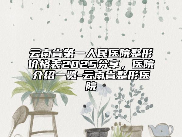 云南省第一人民醫(yī)院整形價(jià)格表2025分享，醫(yī)院介紹一覽-云南省整形醫(yī)院
