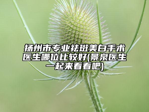 揚(yáng)州市專業(yè)祛斑美白手術(shù)醫(yī)生哪位比較好(景泉醫(yī)生一起來看看吧)