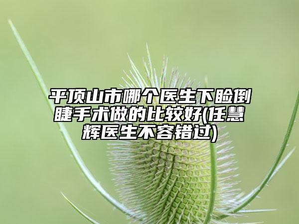 平頂山市哪個(gè)醫(yī)生下瞼倒睫手術(shù)做的比較好(任慧輝醫(yī)生不容錯(cuò)過(guò))