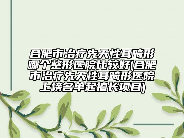 合肥市治療先天性耳畸形哪個(gè)整形醫(yī)院比較好(合肥市治療先天性耳畸形醫(yī)院上榜名單起擅長(zhǎng)項(xiàng)目)