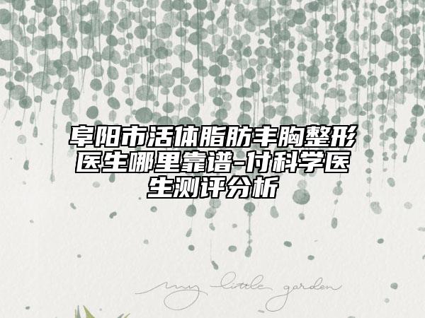 阜陽(yáng)市活體脂肪豐胸整形醫(yī)生哪里靠譜-付科學(xué)醫(yī)生測(cè)評(píng)分析