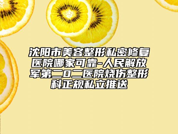 沈陽市美容整形私密修復(fù)醫(yī)院哪家可靠-人民解放軍第二0二醫(yī)院燒傷整形科正規(guī)私立推送