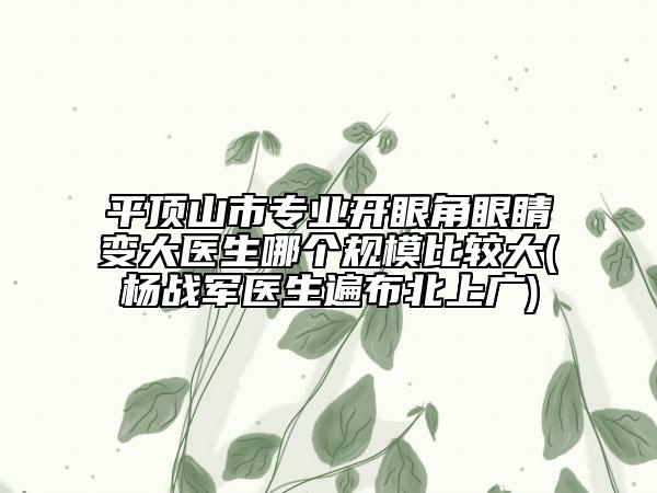 平頂山市專業(yè)開眼角眼睛變大醫(yī)生哪個規(guī)模比較大(楊戰(zhàn)軍醫(yī)生遍布北上廣)