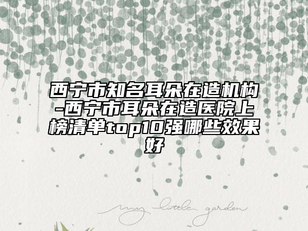 西寧市知名耳朵在造機構-西寧市耳朵在造醫(yī)院上榜清單top10強哪些效果好