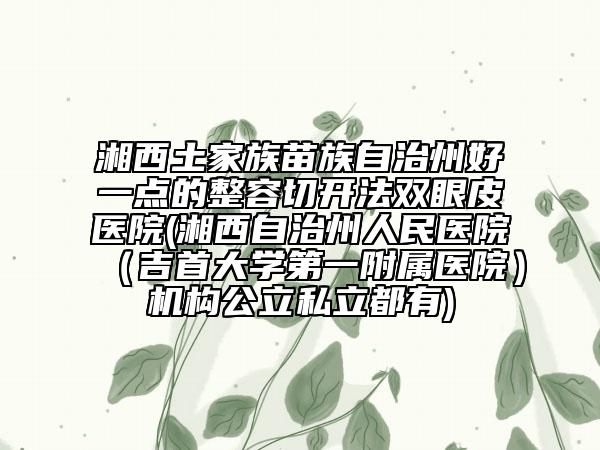 湘西土家族苗族自治州好一點(diǎn)的整容切開(kāi)法雙眼皮醫(yī)院(湘西自治州人民醫(yī)院(吉首大學(xué)第一附屬醫(yī)院)機(jī)構(gòu)公立私立都有)