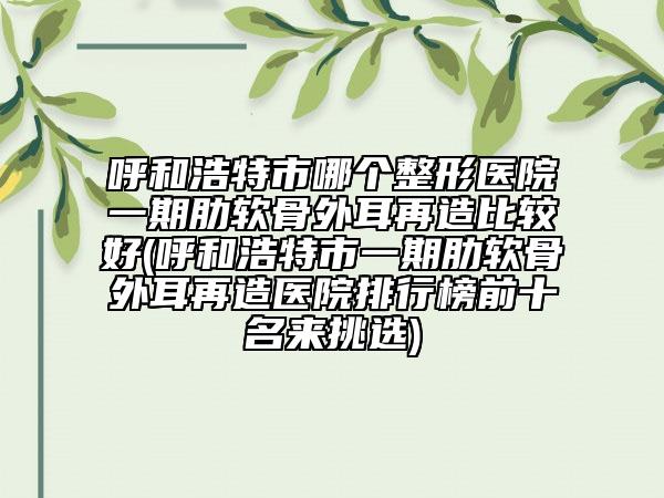 呼和浩特市哪個(gè)整形醫(yī)院一期肋軟骨外耳再造比較好(呼和浩特市一期肋軟骨外耳再造醫(yī)院排行榜前十名來挑選)