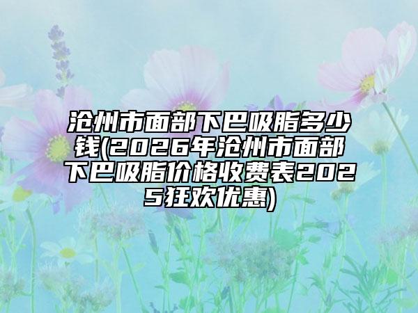 滄州市面部下巴吸脂多少錢(2026年滄州市面部下巴吸脂價格收費表2025狂歡優(yōu)惠)