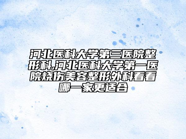 河北醫(yī)科大學第三醫(yī)院整形科,河北醫(yī)科大學第一醫(yī)院燒傷美容整形外科看看哪一家更適合