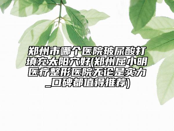 鄭州市哪個(gè)醫(yī)院玻尿酸打填充太陽(yáng)穴好(鄭州屈小明醫(yī)療整形醫(yī)院無(wú)論是實(shí)力_口碑都值得推薦)