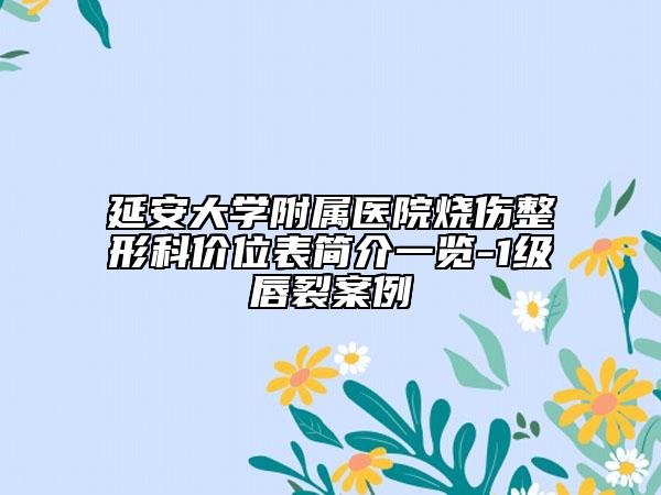 延安大學(xué)附屬醫(yī)院燒傷整形科價(jià)位表簡介一覽-1級(jí)唇裂案例