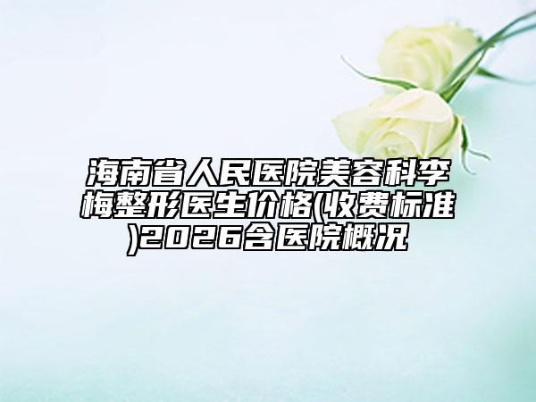 海南省人民醫(yī)院美容科李梅整形醫(yī)生價格(收費標準)2026含醫(yī)院概況