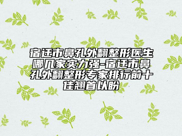 宿遷市鼻孔外翻整形醫(yī)生哪幾家實力強-宿遷市鼻孔外翻整形專家排行前十佳翹首以盼