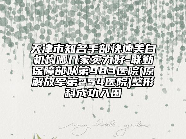 天津市知名手部快速美白機構哪幾家實力好-聯(lián)勤保障部隊第983醫(yī)院(原解放軍第254醫(yī)院)整形科成功入圍