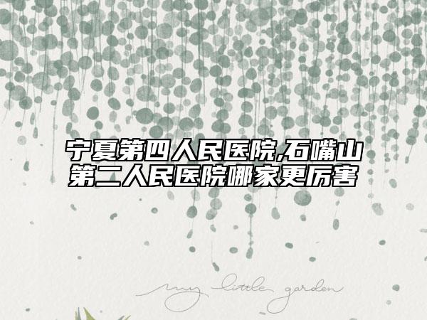 寧夏第四人民醫(yī)院,石嘴山第二人民醫(yī)院哪家更厲害