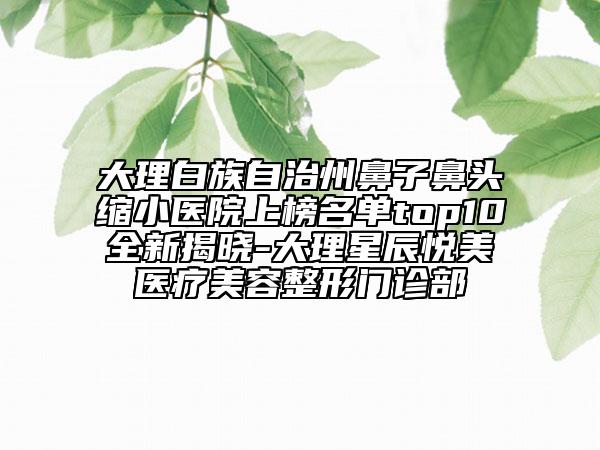 大理白族自治州鼻子鼻頭縮小醫(yī)院上榜名單top10全新揭曉-大理星辰悅美醫(yī)療美容整形門診部