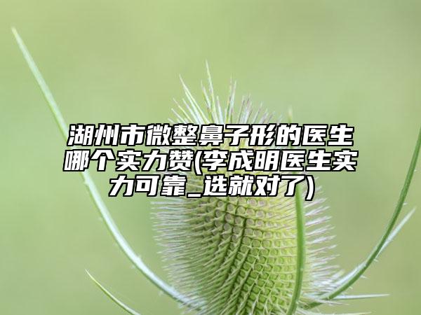 湖州市微整鼻子形的醫(yī)生哪個(gè)實(shí)力贊(李成明醫(yī)生實(shí)力可靠_選就對了)