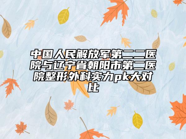中國(guó)人民解放軍第二二醫(yī)院與遼寧省朝陽市第二醫(yī)院整形外科實(shí)力pk大對(duì)比