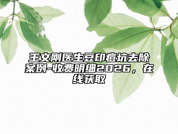 王文剛醫(yī)生豆印痘坑去除案例-收費明細(xì)2026，在線獲取