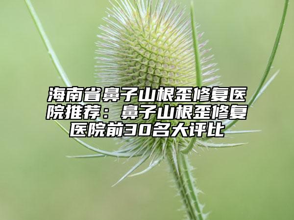 海南省鼻子山根歪修復醫(yī)院推薦：鼻子山根歪修復醫(yī)院前30名大評比