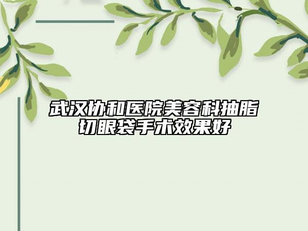 武漢協(xié)和醫(yī)院美容科抽脂切眼袋手術(shù)效果好
