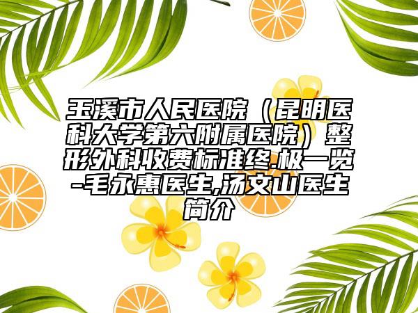 玉溪市人民醫(yī)院（昆明醫(yī)科大學第六附屬醫(yī)院）整形外科收費標準終.極一覽-毛永惠醫(yī)生,湯文山醫(yī)生簡介