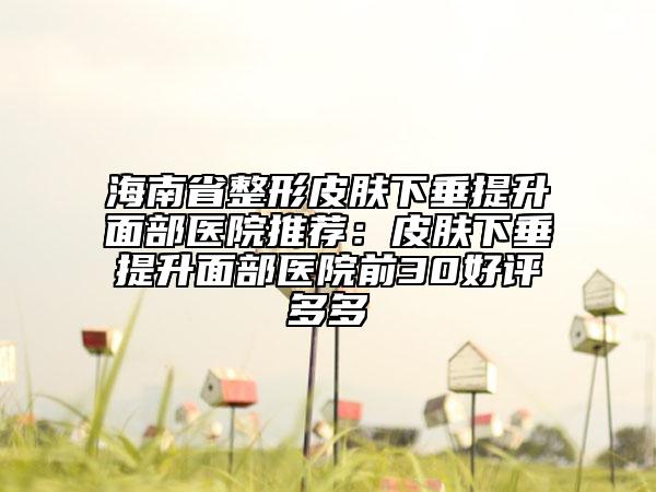 海南省整形皮膚下垂提升面部醫(yī)院推薦:皮膚下垂提升面部醫(yī)院前30好評多多