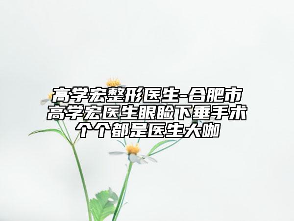 高學宏整形醫(yī)生-合肥市高學宏醫(yī)生眼瞼下垂手術個個都是醫(yī)生大咖